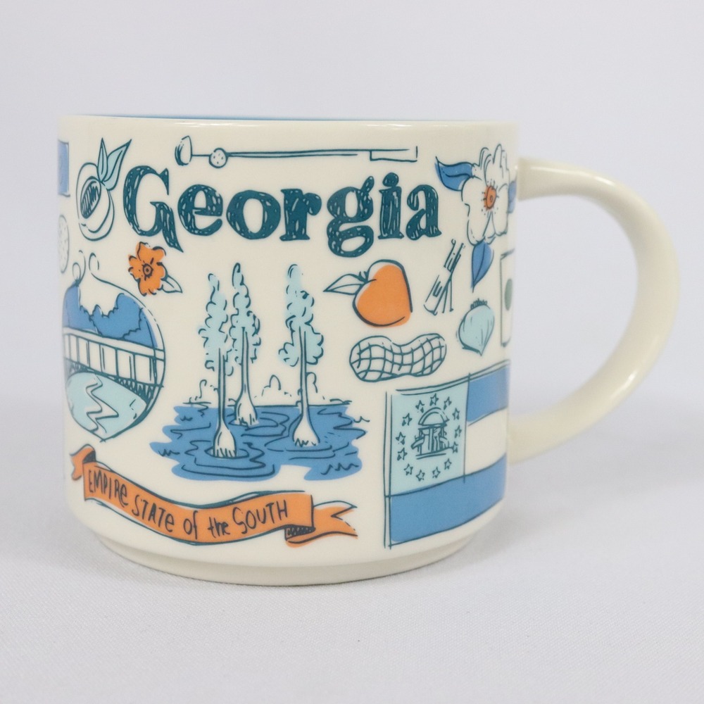 Starbucks Been There Series Georgia Mug 14oz White Blue Coffee Tea